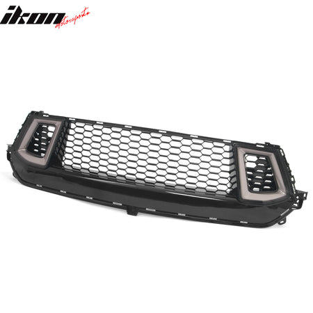 Fits 24-26 Ford Mustang Front Upper LED Grille Gloss Black ABS Assembly V2 Style
