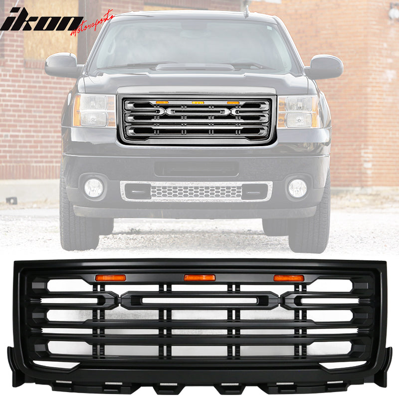 IKON MOTORSPORTS, Front Grille Compatible With 2011-2014 GMC Sierra 2500 3500 Front Bumper Grille