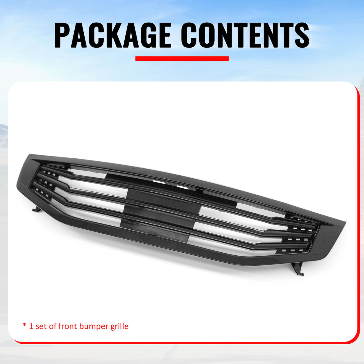 Fits 11-12 Honda Accord 4DR Front Bumper Hood Grille Mugen Style Upper Grill Kit