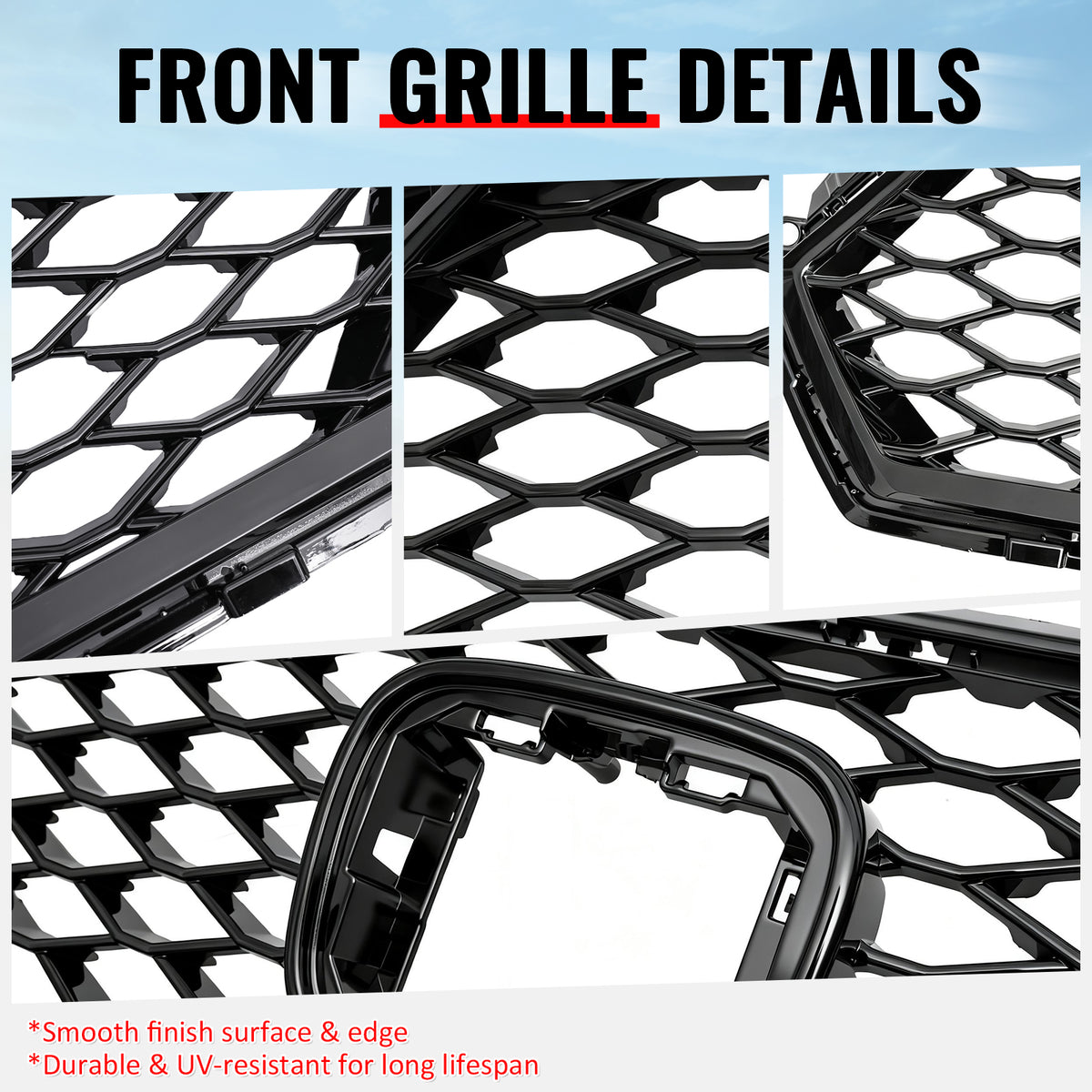 Fits 23-26 Honda Accord 11th TR Style Front Upper Honeycomb Grille Gloss Black