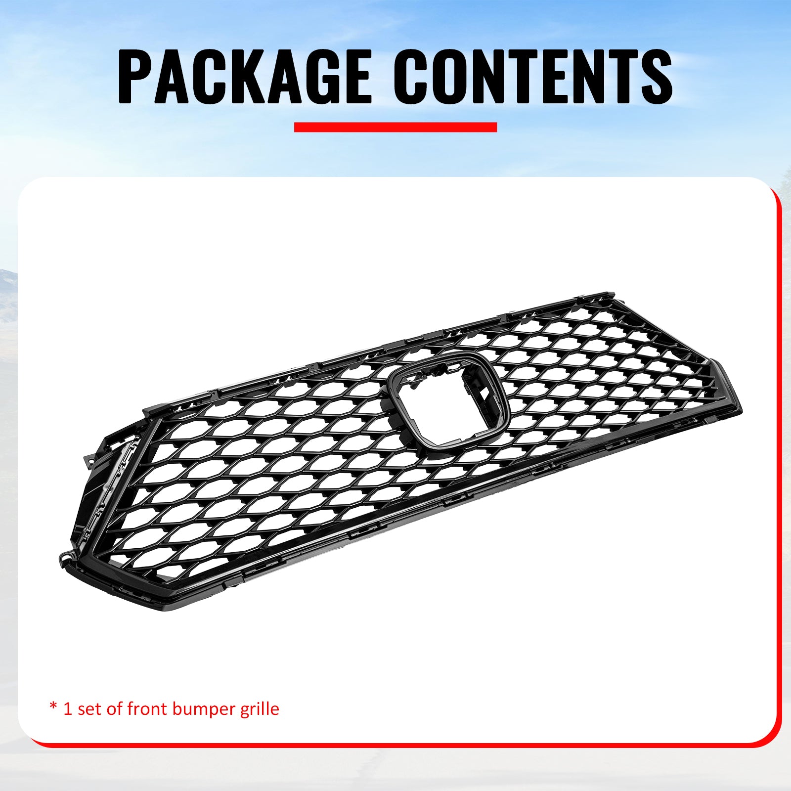 Fits 23-26 Honda Accord 11th TR Style Front Upper Honeycomb Grille Gloss Black