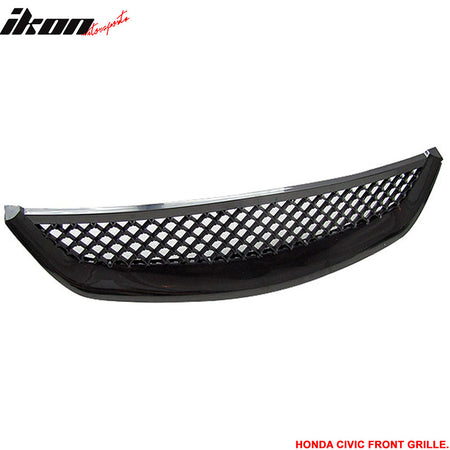 Fits 01-03 Honda Civic T-R T-R BUnpainted ABS Front Hood Grille Grill