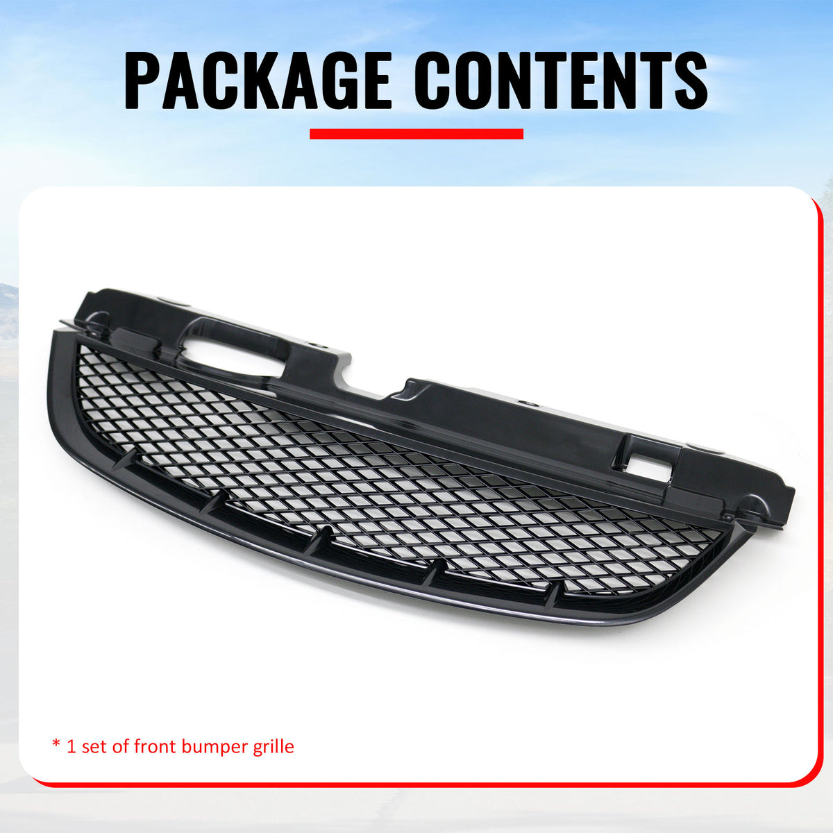 Fits 04-05 Honda Civic Front Bumper Hood Grille Mesh Upper Grill Assembly Kit