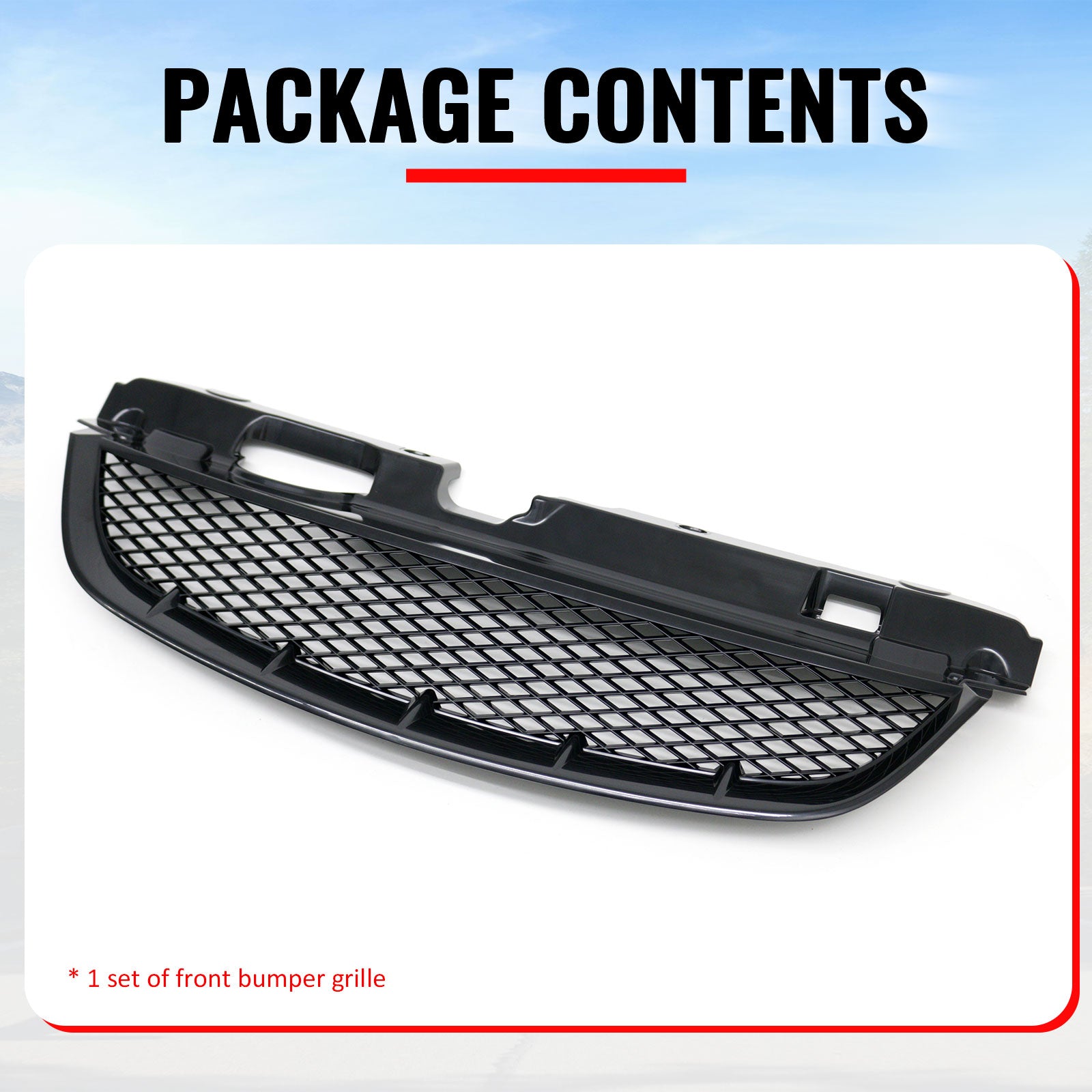 Fits 04-05 Honda Civic Front Bumper Hood Grille Mesh Upper Grill Assembly Kit