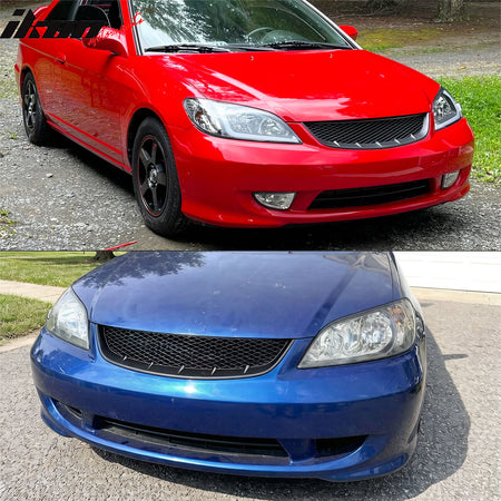Fits 04-05 Honda Civic Front Bumper Hood Grille Mesh Upper Grill Assembly Kit