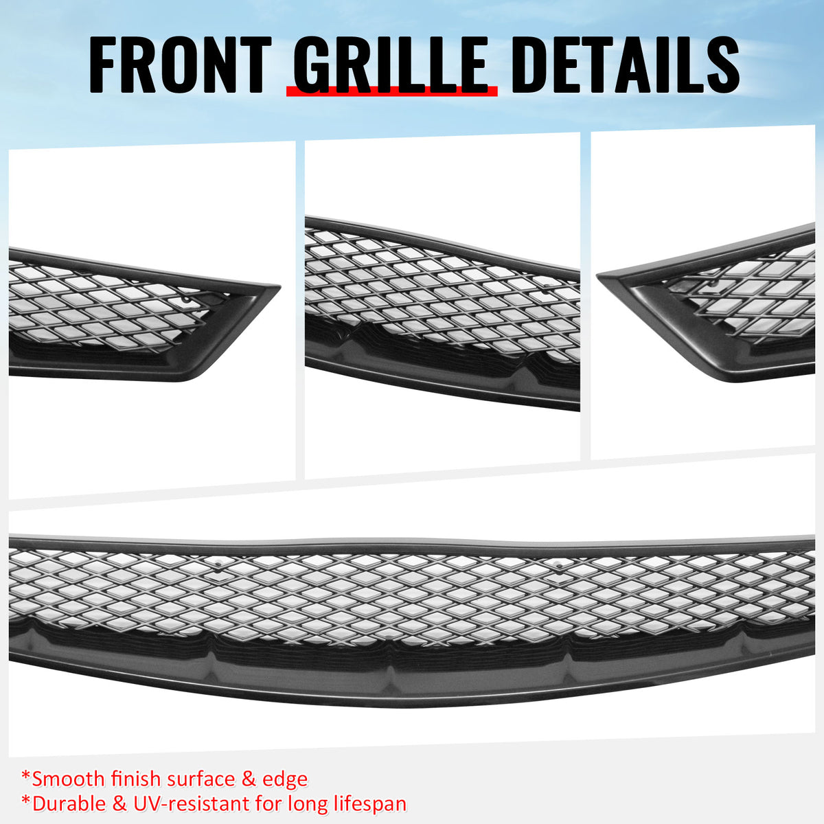 Fits 06-08 Honda Civic 2D Front Bumper Hood Grille Mesh Upper Grill Assembly Kit