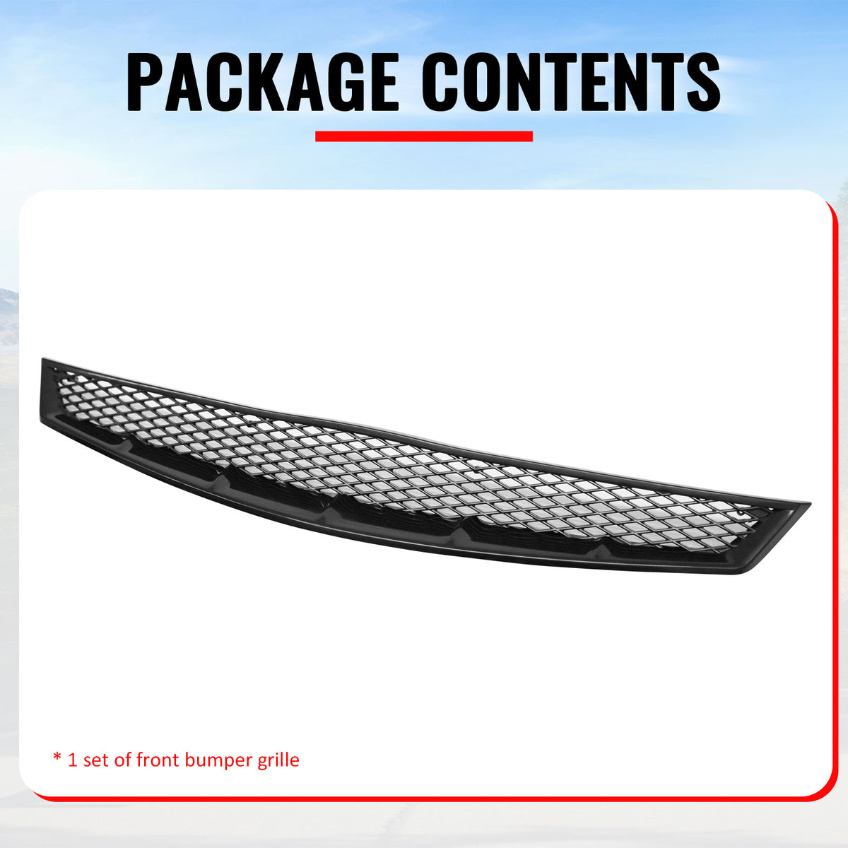 Fits 06-08 Honda Civic 2D Front Bumper Hood Grille Mesh Upper Grill Assembly Kit