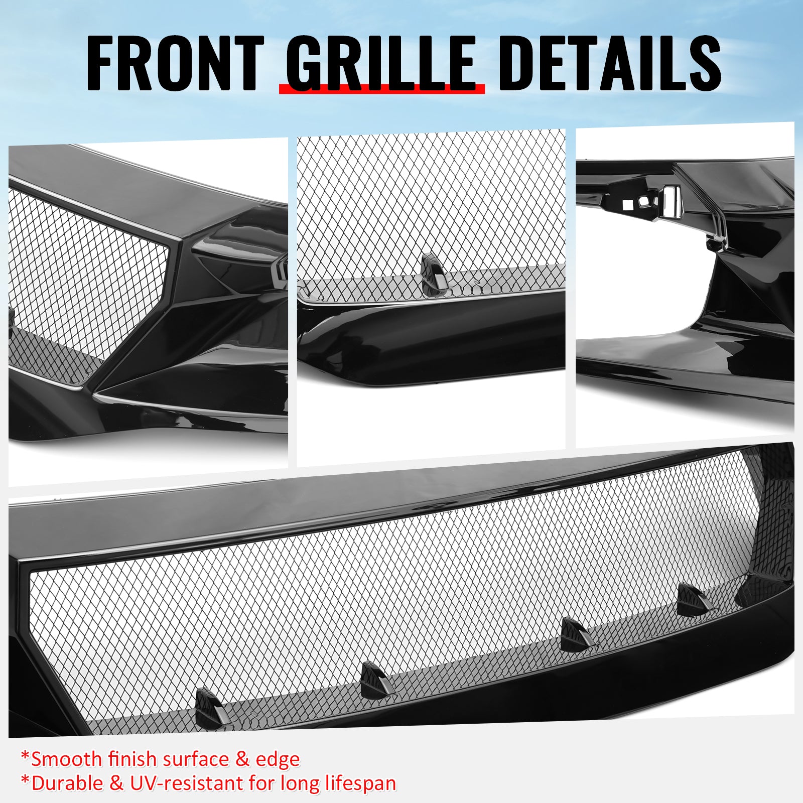 Fits 16-21 Honda Civic JDM Style High Flow Front Upper Mesh Grille Gloss Black