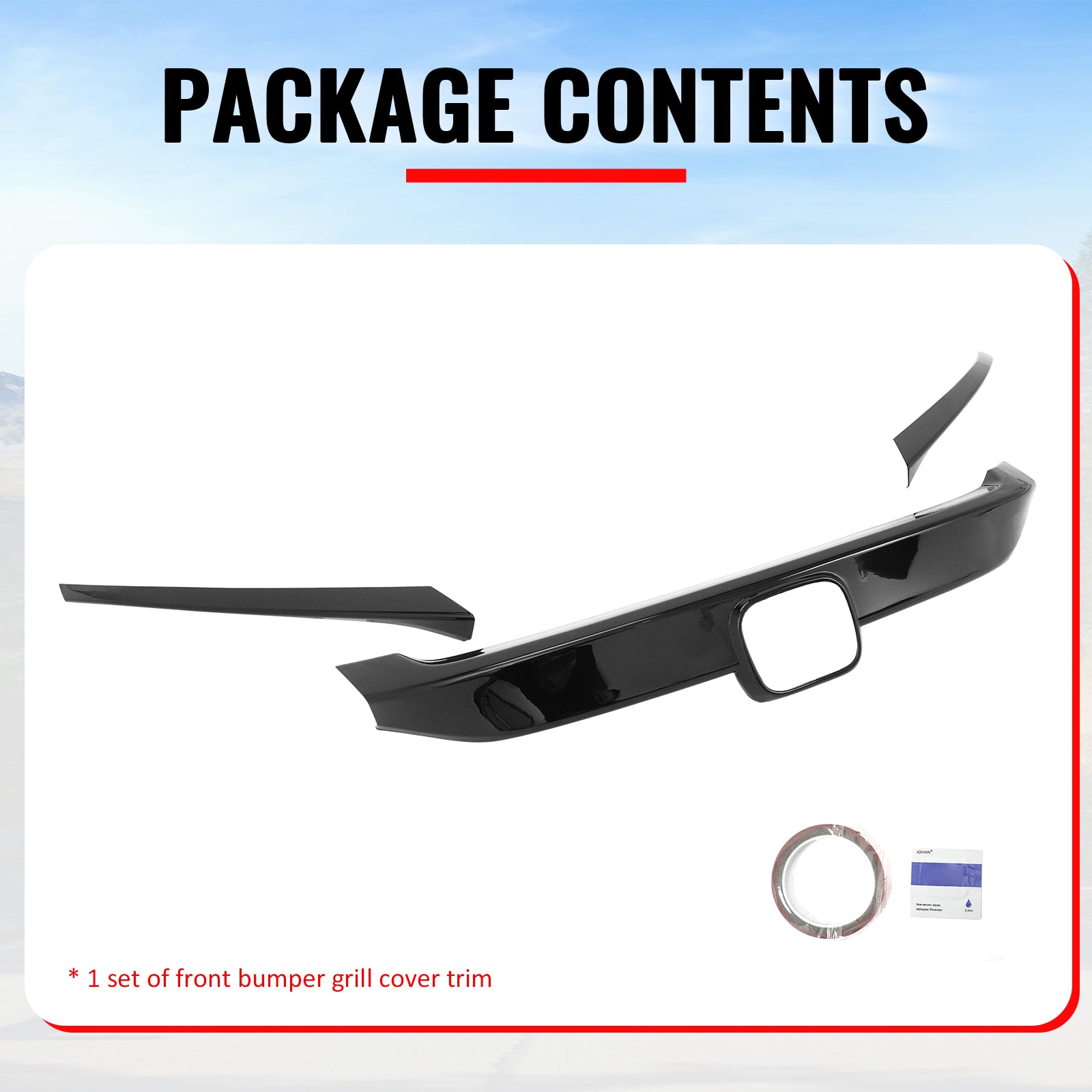 Fits 16-21 Honda Civic OE Style Front Bumper Grille Cover Trim ABS - Gloss Black