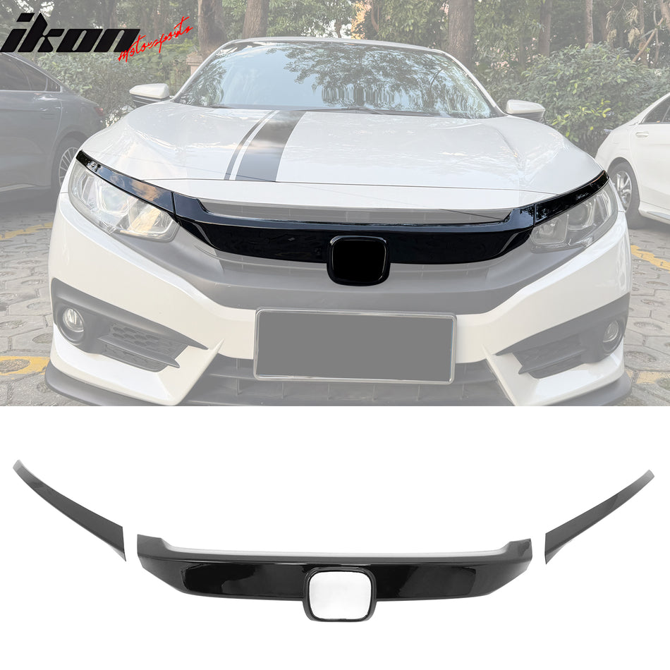 2016-2021 Honda Civic OE Style Gloss Black Bumper Grille Cover ABS
