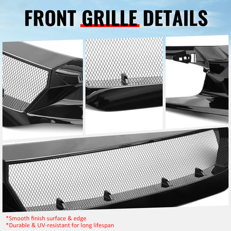 Fits 2019-2021 Honda Civic 2 & 4 Door JDM High Flow Upper Grille Gloss Black ABS