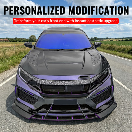 Fits 2019-2021 Honda Civic 2 & 4 Door JDM High Flow Upper Grille Gloss Black ABS