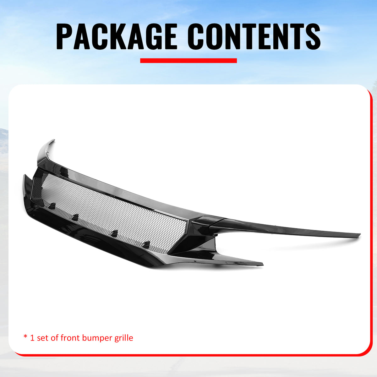 Fits 2019-2021 Honda Civic 2 & 4 Door JDM High Flow Upper Grille Gloss Black ABS