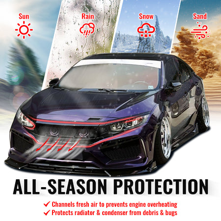 Fits 2019-2021 Honda Civic 2 & 4 Door JDM High Flow Upper Grille Gloss Black ABS