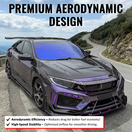 Fits 2019-2021 Honda Civic 2 & 4 Door JDM High Flow Upper Grille Gloss Black ABS