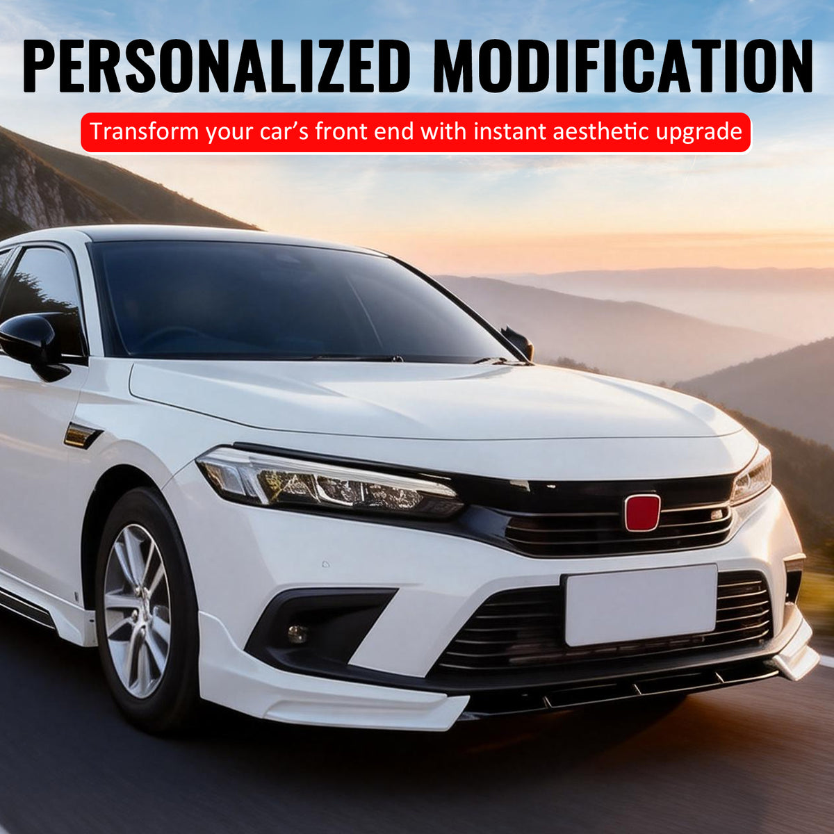 Fits 22-24 Honda Civic OE Front Bumper Grille Cover Trim ABS Carbon Fiber Print