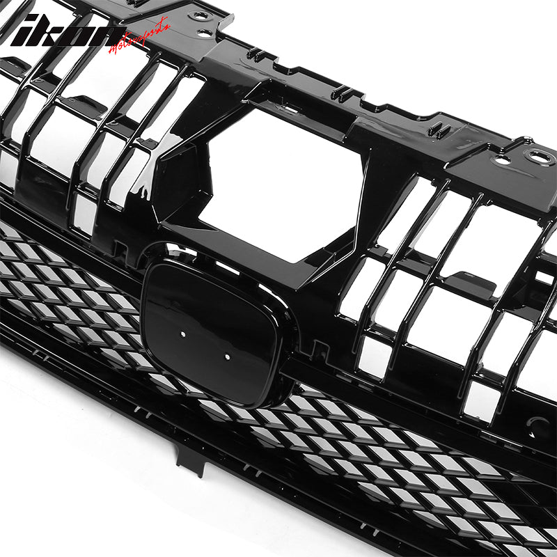 Fits 22-24 Honda Civic Base Sedan Rock Style Front Upper Grille Gloss Black ABS