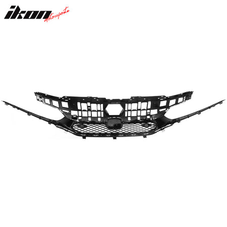 Fits 22-24 Honda Civic Base Sedan Rock Style Front Upper Grille Gloss Black ABS