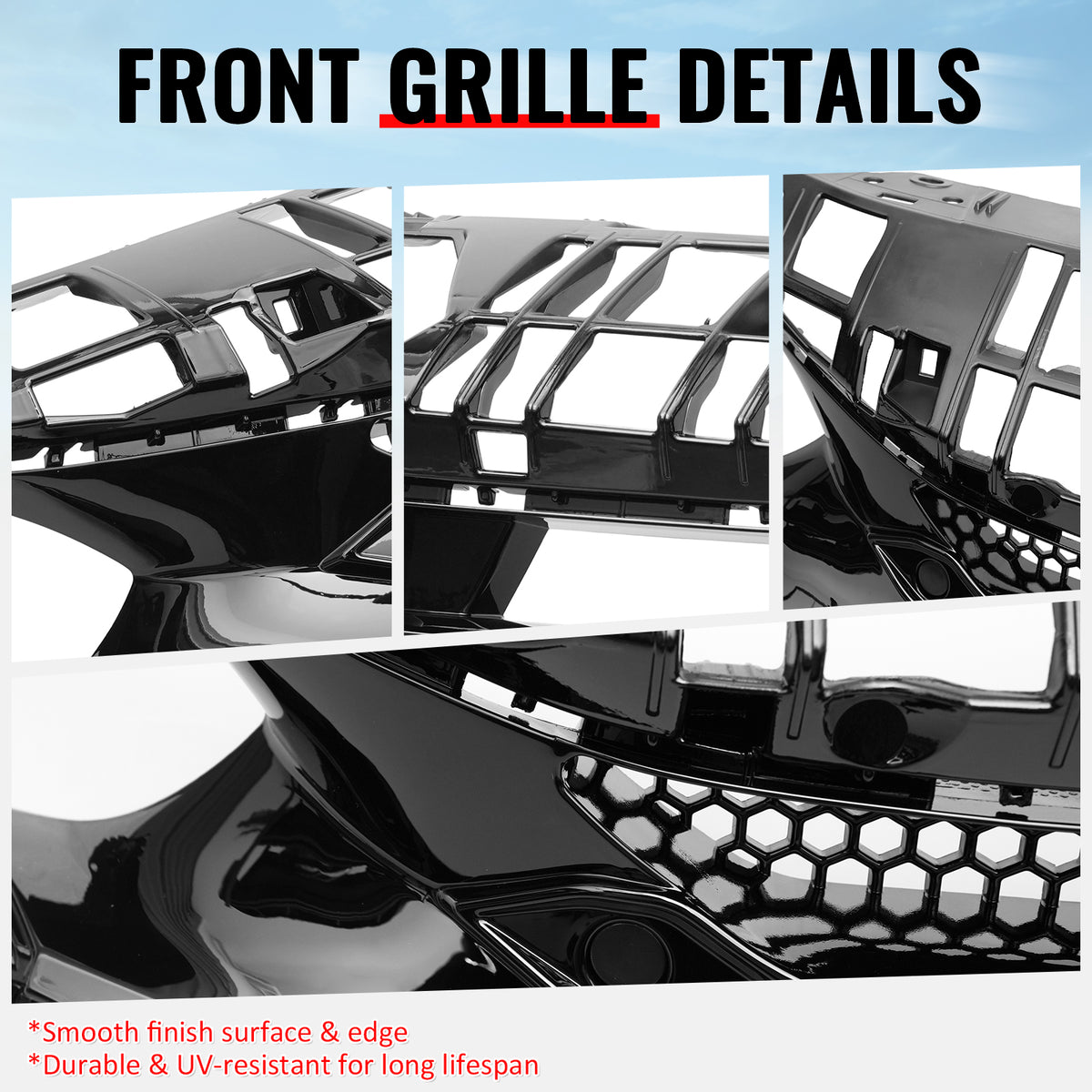 Fits 22-24 Honda Civic Hatchback & Si Varis Style Front Upper Grille Gloss Black