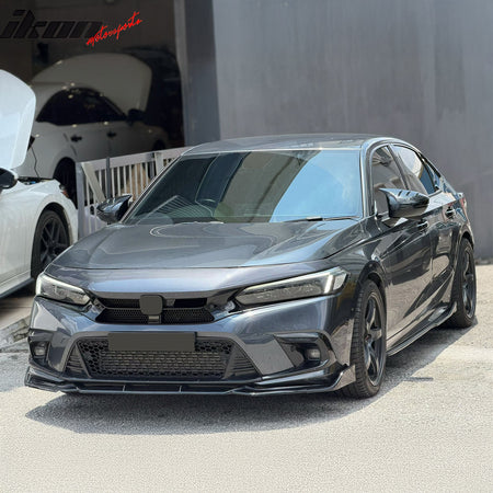Fits 22-24 Honda Civic Hatchback & Si Varis Style Front Upper Grille Gloss Black
