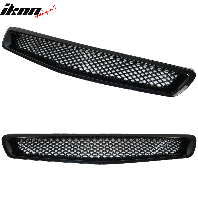 Fits 99-00 Honda Civic EK Type-R Style Front Bumper Hood Mesh Grille Grill ABS