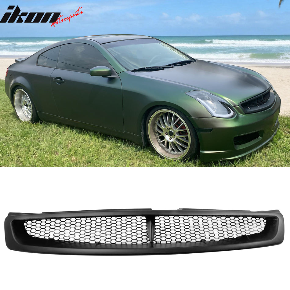 2003-2007 Infiniti G35 Coupe 2-Door JDM Style Front Bumper Upper Grille Replacement Matte Black ABS