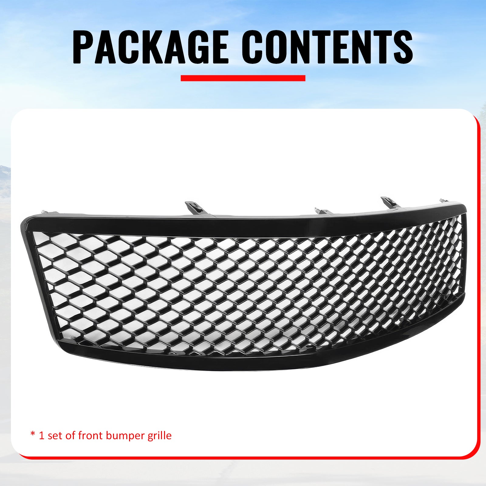 Fits 07-08 Infiniti G35& 09 G37 4Dr Honeycomb Style Upper Grille Gloss Black ABS
