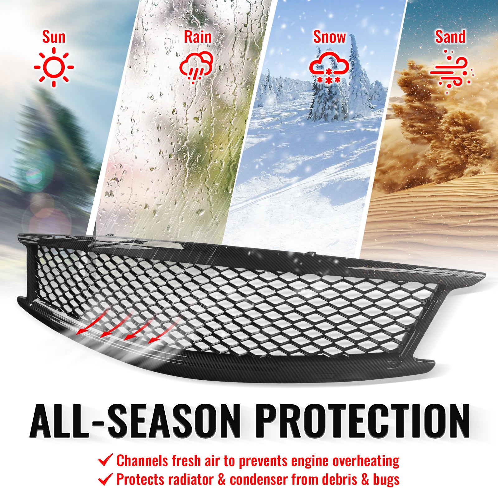 Fits 10-15 Infiniti G37 G25 Q40 Sedan Honeycomb Style Grille Carbon Fiber Print