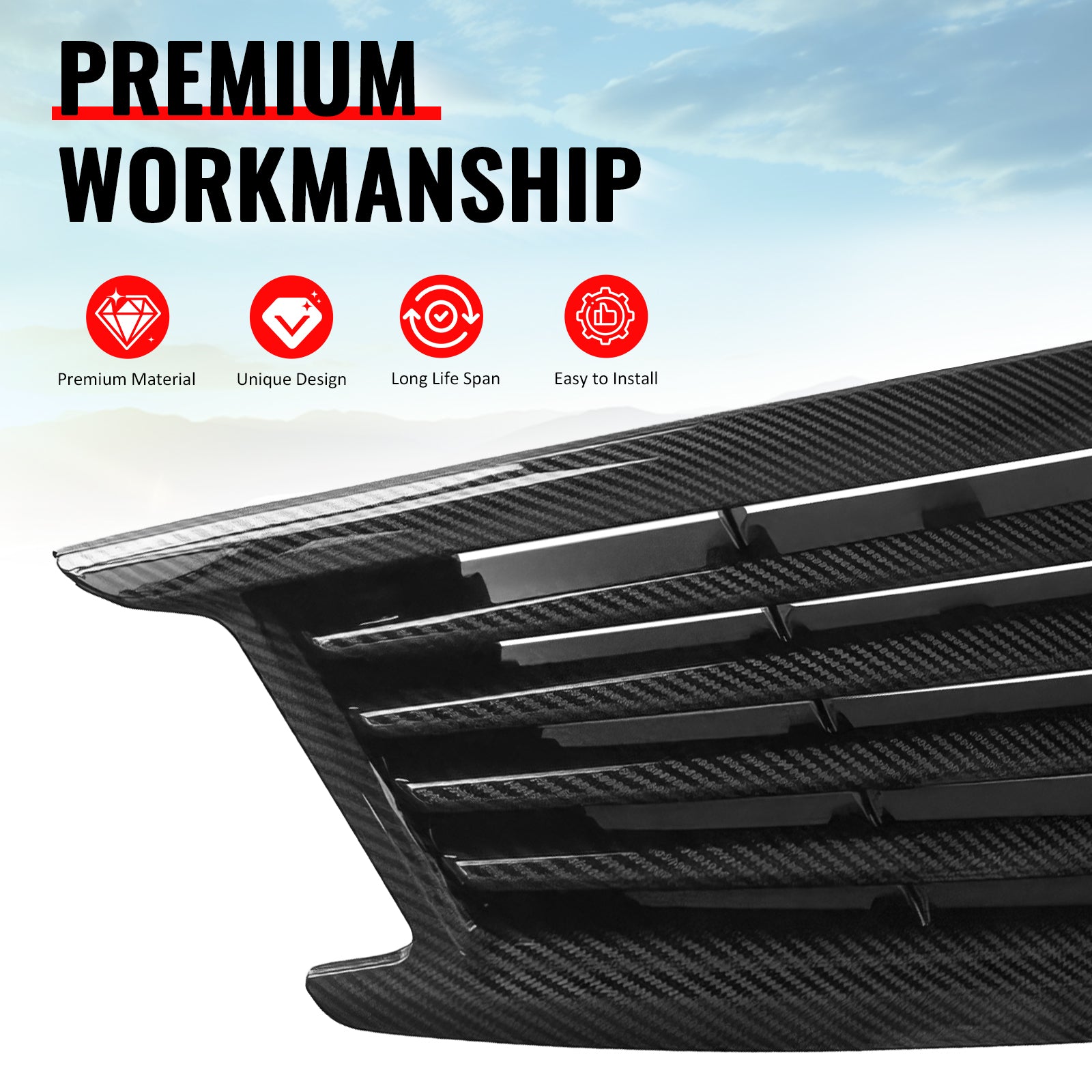 Fits 10-15 Infiniti G37 G25 Q40 Sedan OE Style Upper Grille Carbon Fiber Print