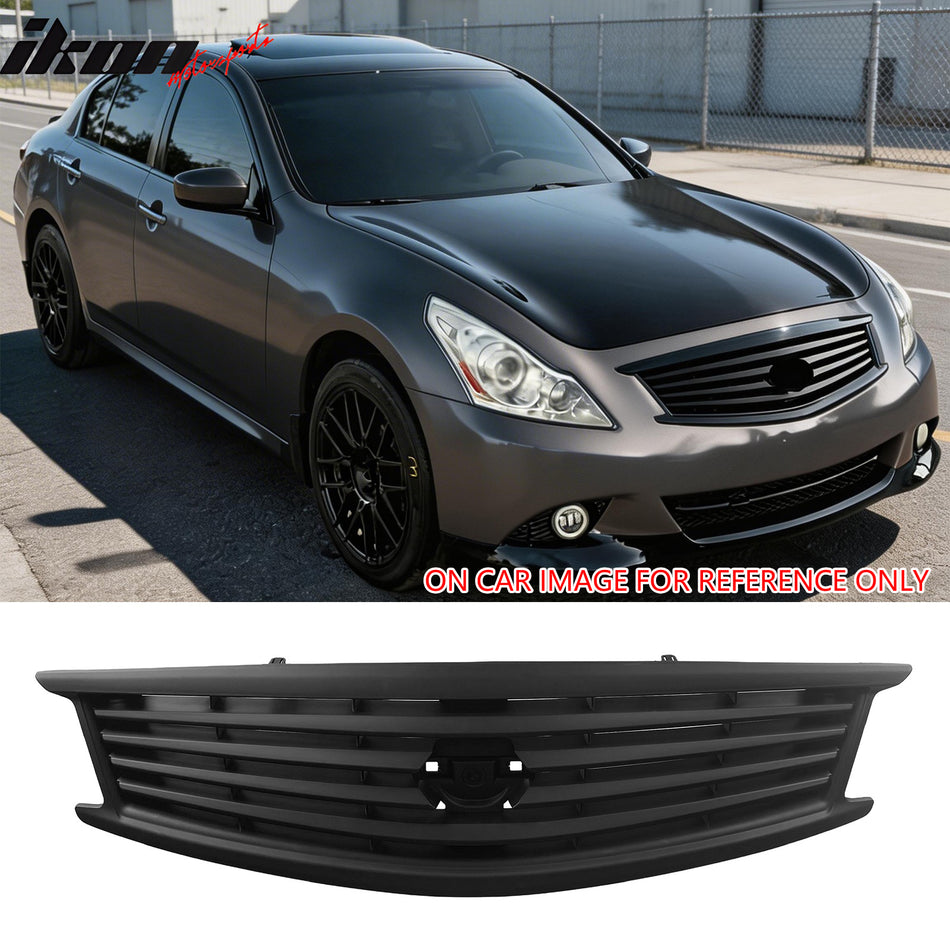 2010-2015 Infiniti G37 G25 Q40 Sedan OE Style Front Bumper Upper Grille Replacement Matte Black ABS