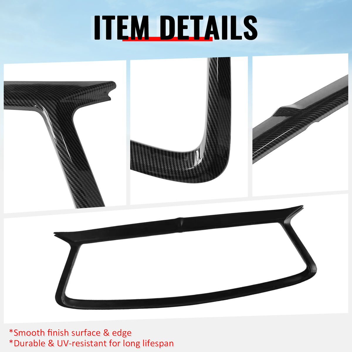 Fits 17-22 Infiniti Q60 Carbon Fiber Print OE Style Grille Frame Outline Trim