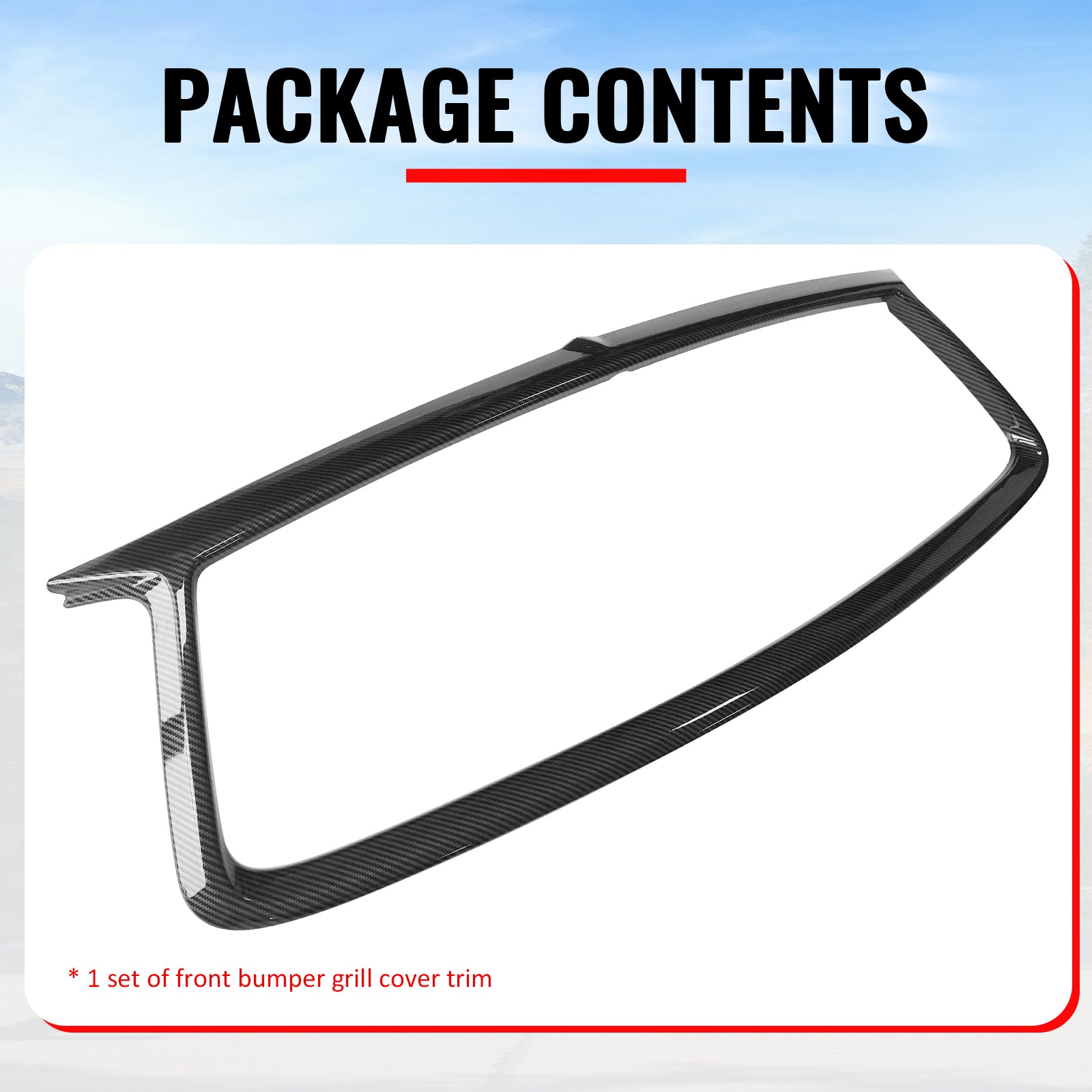 Fits 17-22 Infiniti Q60 Carbon Fiber Print OE Style Grille Frame Outline Trim