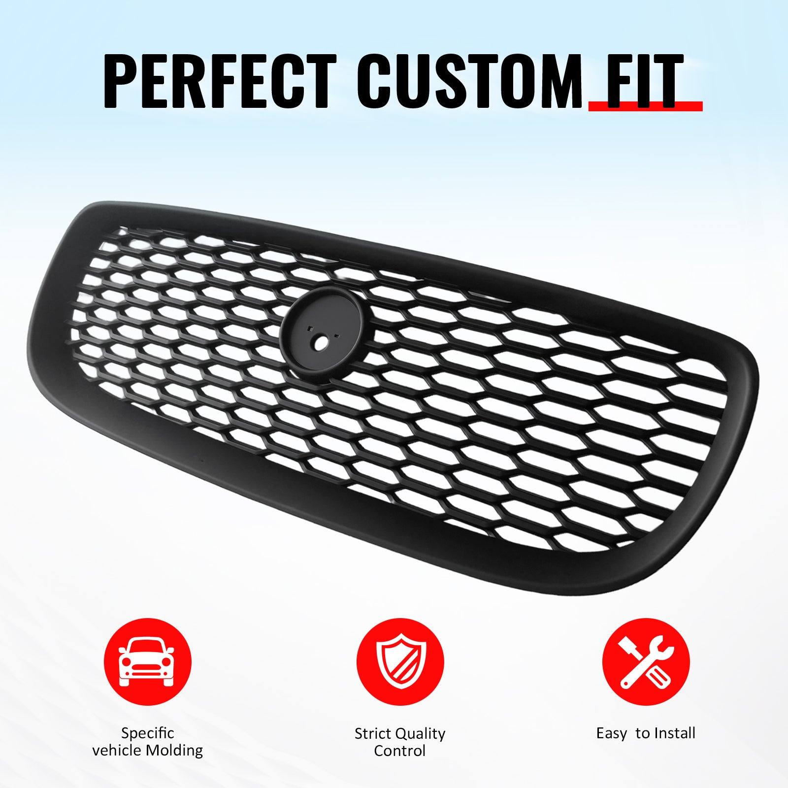 IKON MOTORSPORTS Front Upper Grille, Compatible with 2016-2019 Jaguar XE, 2020 Style Matte Black ABS Replacement Front Bumper Hood Grill