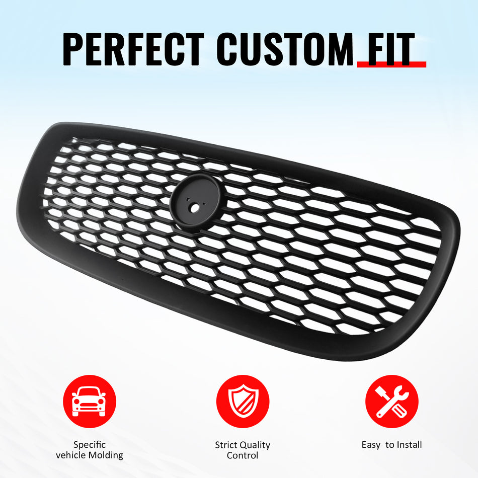 IKON MOTORSPORTS Front Upper Grille, Compatible with 2016-2019 Jaguar XE, 2020 Style Matte Black ABS Replacement Front Bumper Hood Grill