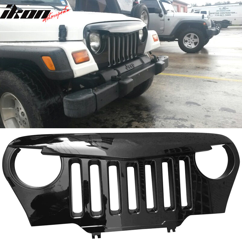 1997-2006 Jeep Wrangler TJ V1 Angry Bird Style Grille Gloss Black ABS