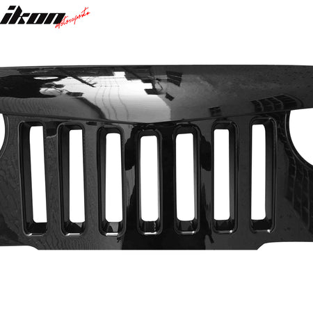 Fits 97-06 Jeep Wrangler TJ V1 Angry Bird Style Grille Gloss Black ABS