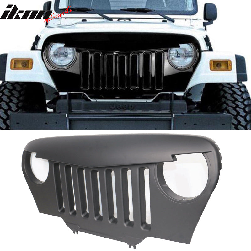 1997-2006 Jeep Wrangler TJ V1 Black Angry Bird Front Hood Grille ABS