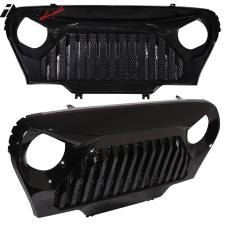 Fits 97-06 Jeep Wrangler TJ V2 Top Fire Style Grille Gloss Black ABS