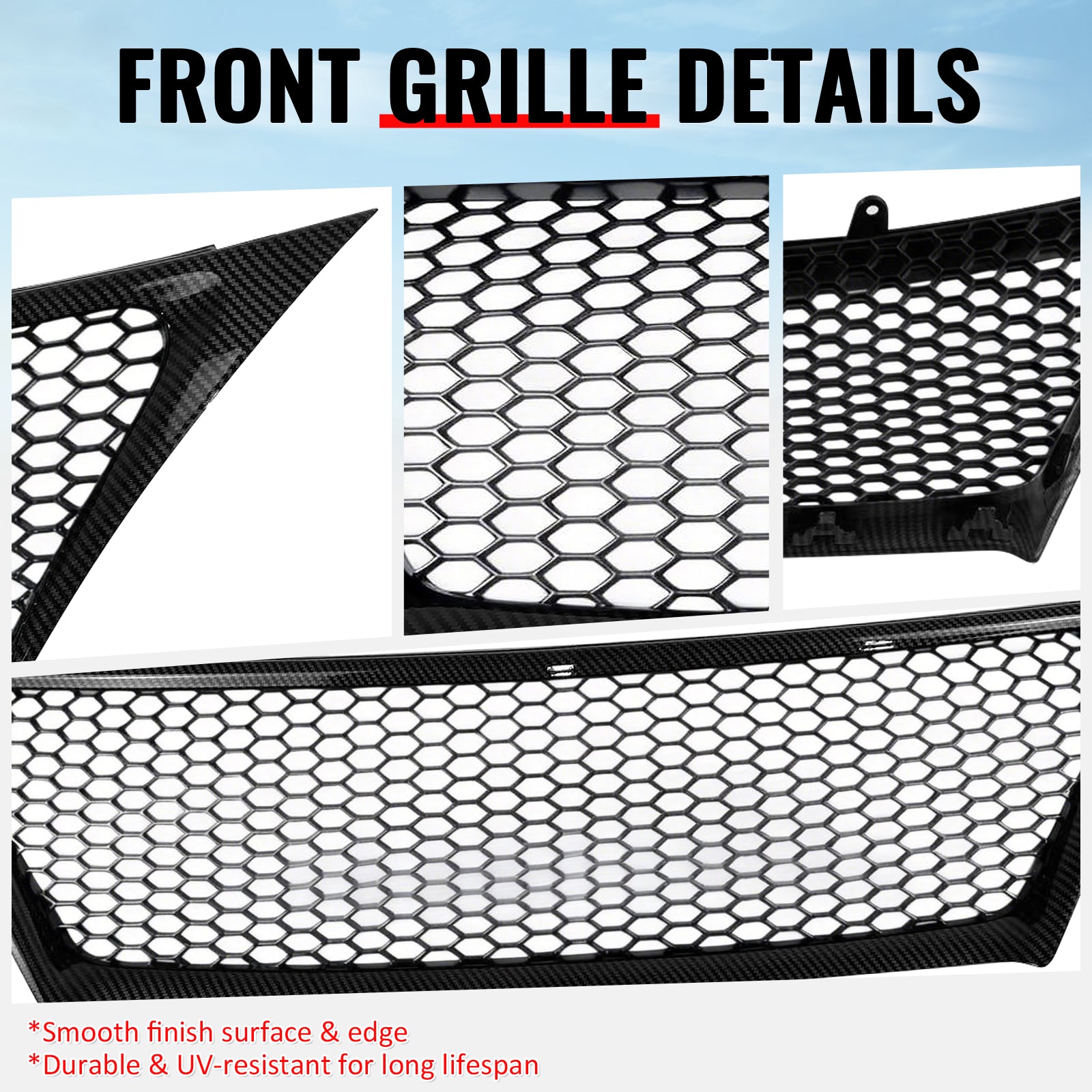 Fits 11-13 Lexus IS250 IS350 Sedan Carbon Fiber Print Honeycomb Style Grille ABS