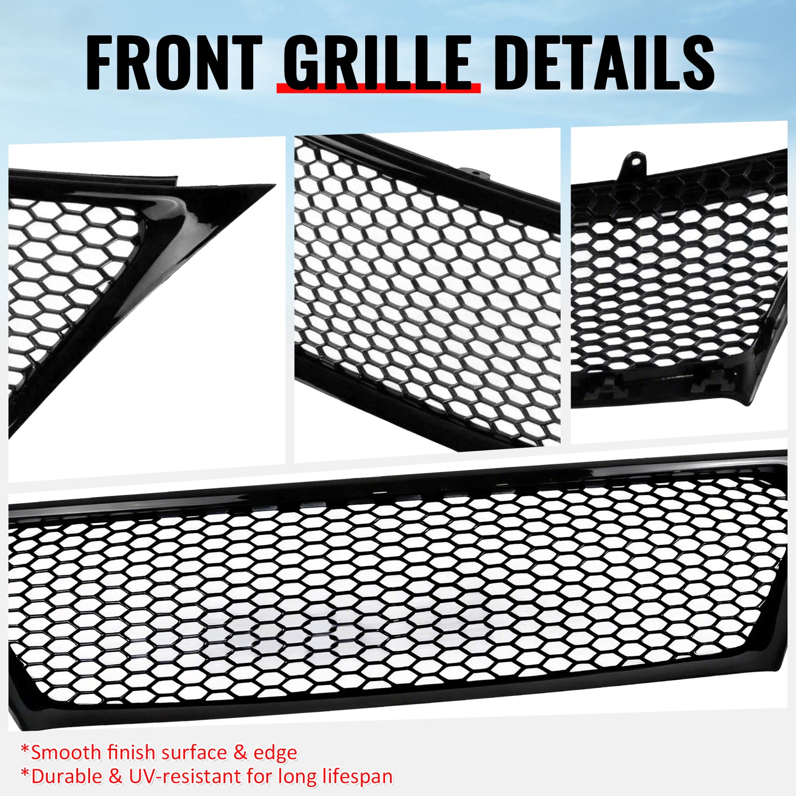 Fits 11-13 Lexus IS250 IS350 Sedan Gloss Black Honeycomb Style Upper Grille ABS