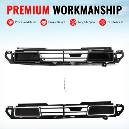 Fits 20-26 Defender 90 110 130 IKON Style LED Front Upper Grille Gloss Black ABS