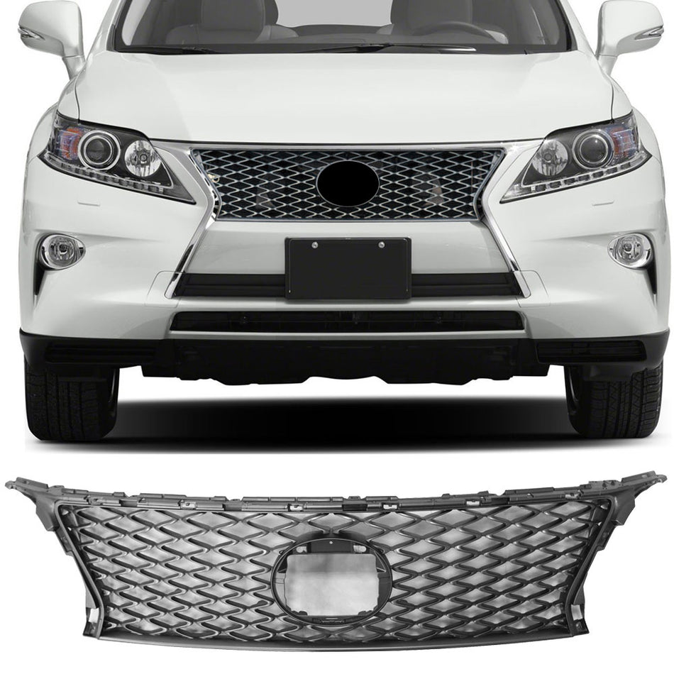 Grille Compatible With 2013-2015 Lexus RX350 RX450h, F-Sport Style Front Grille Chrome Honeycomb by IKON MOTORSPORTS, 2014