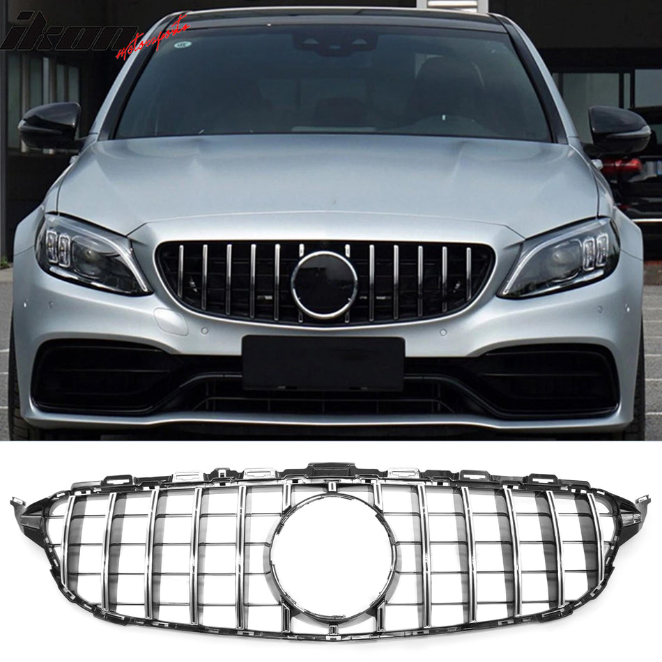 2015-2018 Mercedes-Benz W205 C-Class C63 AMG/C63 AMG S GTR Style Silver Replacement Front Bumper Hood Grille