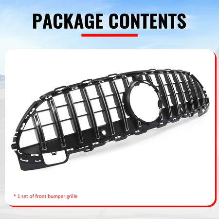 Fits 22-26 Benz C300 C43 AMG W206 GT Style Upper Grille Unpainted & Chrome ABS