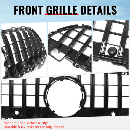 Fits 22-26 Benz C300 C43 AMG W206 GT Style Front Upper Grille Gloss Black ABS