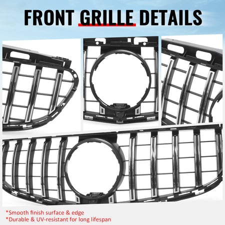 Fits 14-16 Benz W212 E350 E400 E550 GT Style Upper Grille Unpainted & Chrome ABS