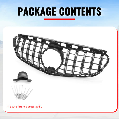 Fits 14-16 Benz W212 E350 E400 E550 GT Style Upper Grille Unpainted & Chrome ABS
