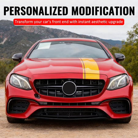 Fits 17-20 Benz E350 E450 E43 W213 E63 Style Front Grille Gloss Black Trim PP