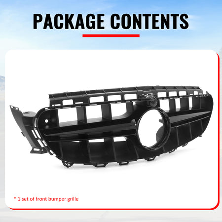 Fits 17-20 Benz E350 E450 E43 W213 E63 Style Front Grille Gloss Black Trim PP