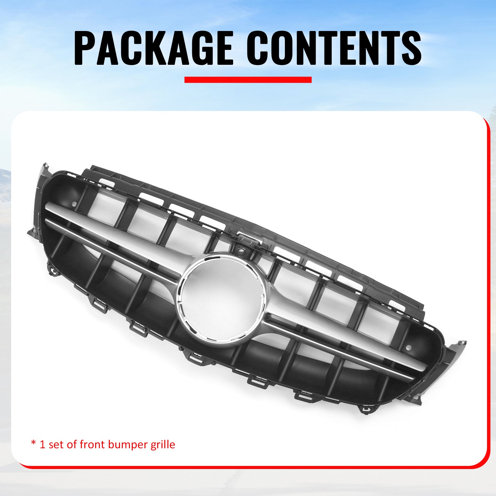 Fits 17-20 Benz E350 E450 E43 W213 E63 Front Upper Grille Unpainted + Sliver PP